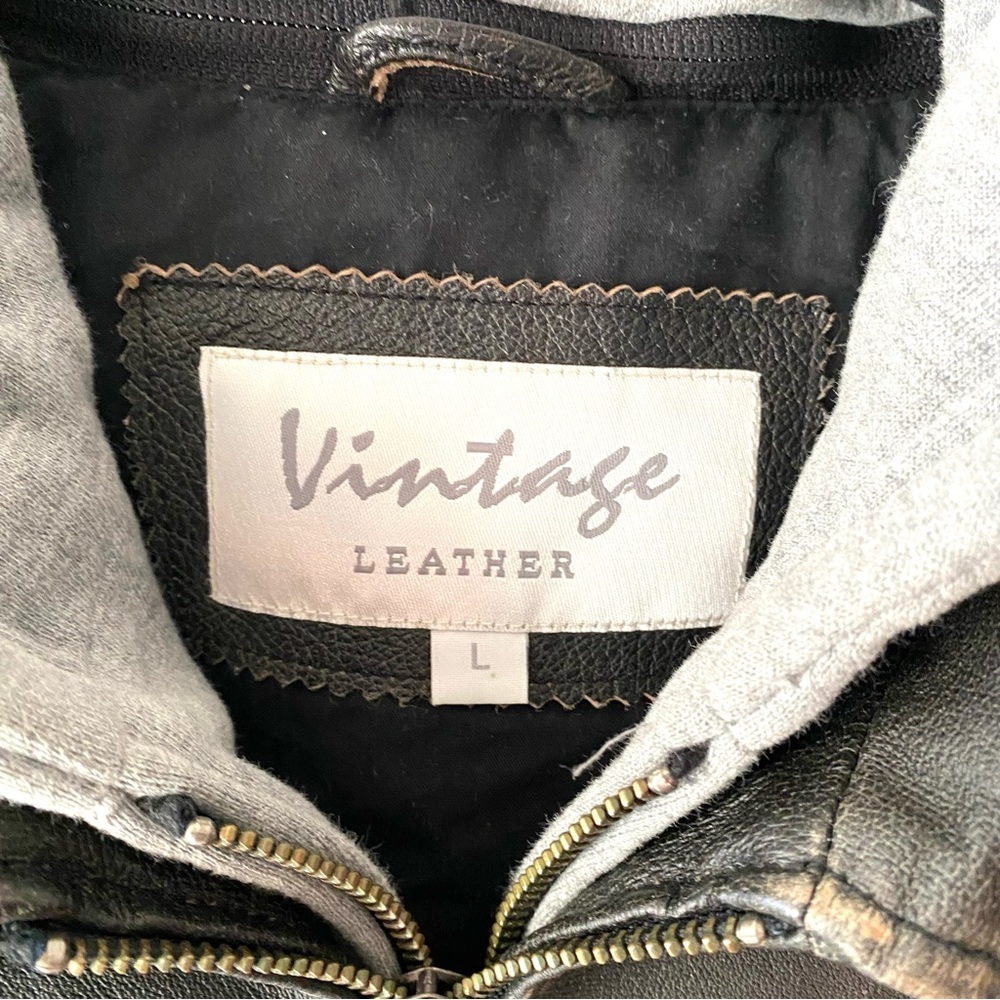 Vintage Leather Biker jacket Black SZ. L  NWOT - Picture 9 of 15